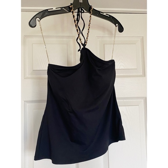 NWT MICHAEL Michael Kors Black Tank Top Two Piece Swimsuit in Size Small - Picture 3 of 9